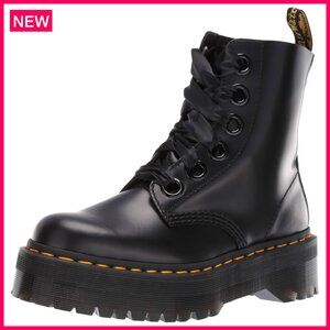 Leather Combat Boots with Air-Cushioned Sole, Round Toe, Lace-Up